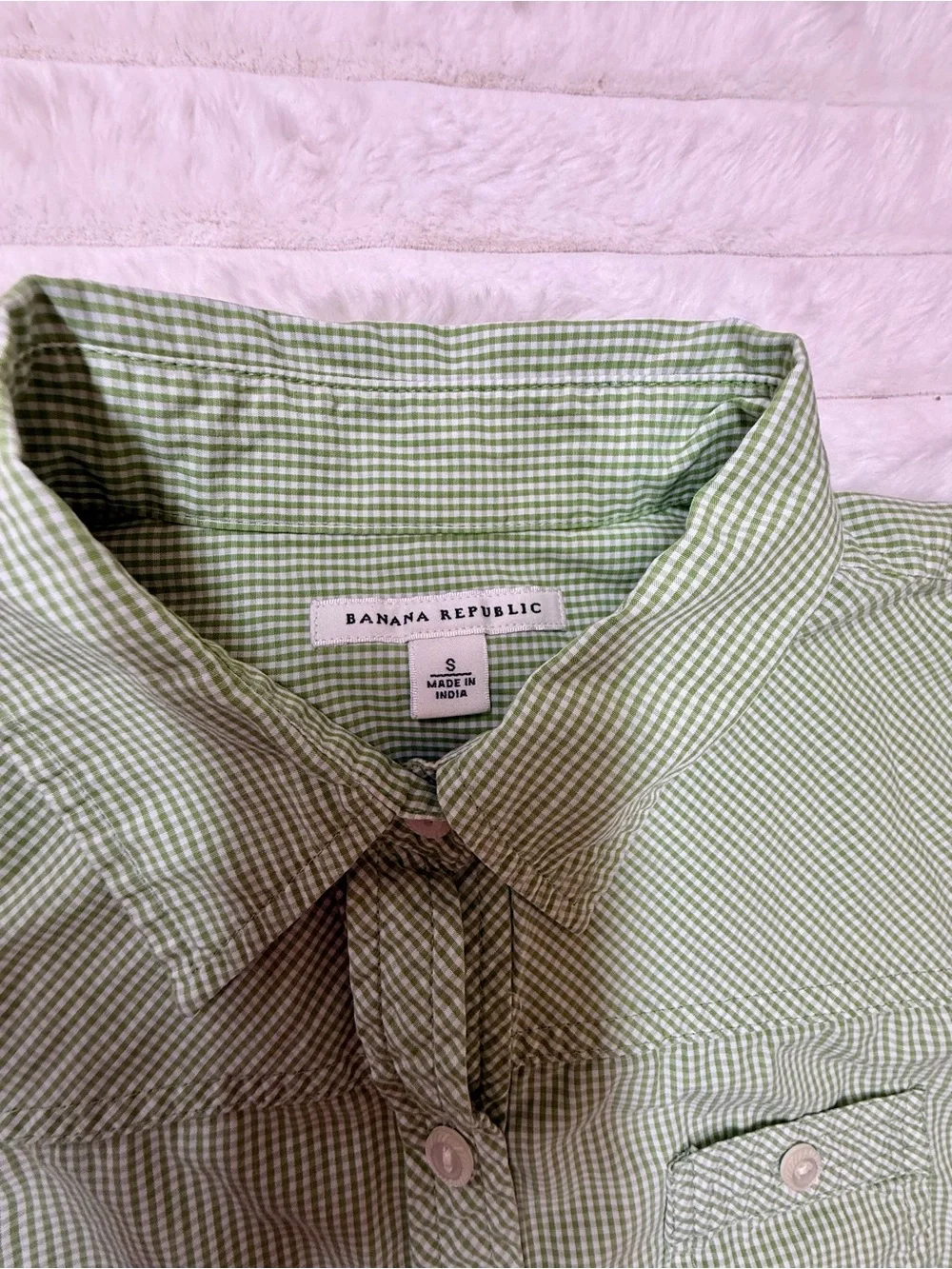 Banana Republic Green Micro-Check Button-Down Shirt - Men